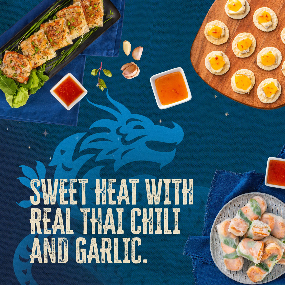 Blue Dragon Mango sauce glaze on wings adds tangy sweetness.