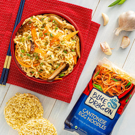 Blue Dragon noodles in broth bowls offer comforting soups.