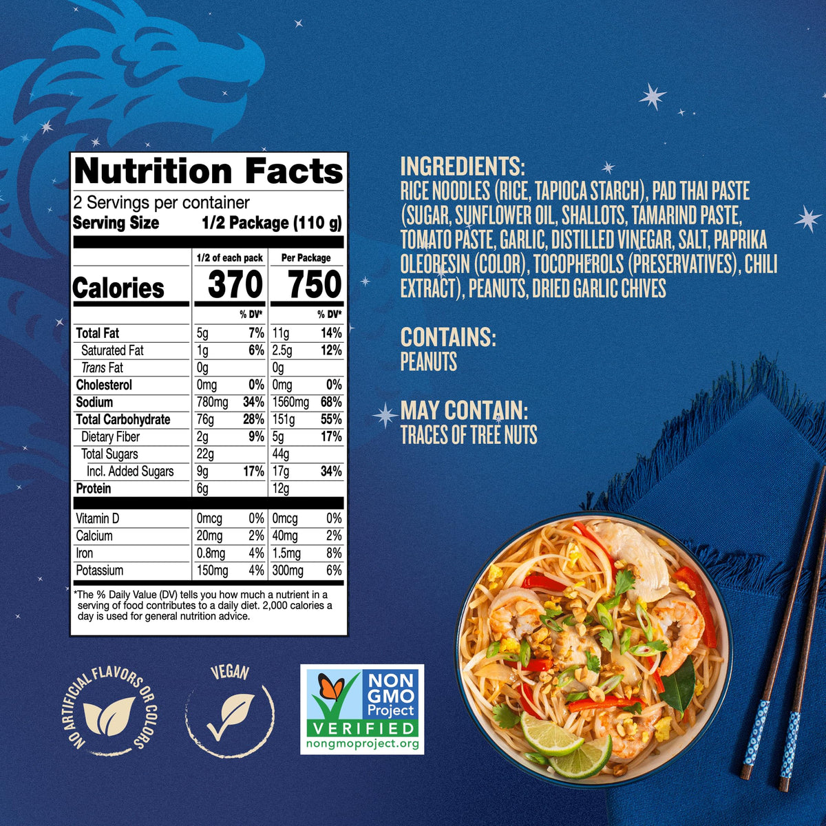 Blue Dragon pad Thai thin rice noodles ready for quick, restaurant-style meals at home