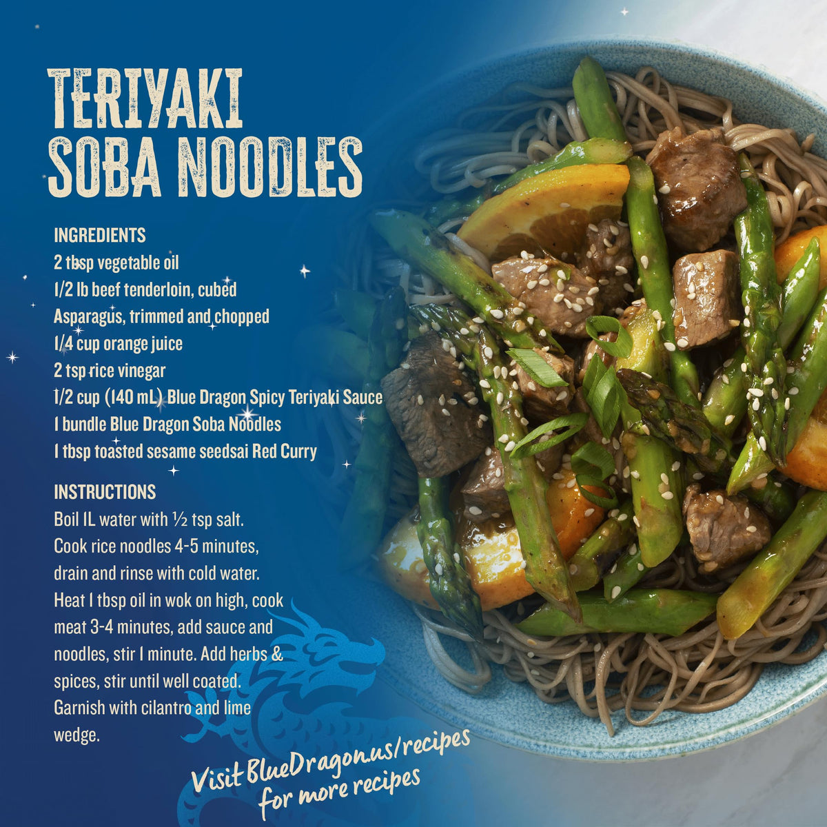 Blue Dragon soba noodles in broth ready to absorb flavors