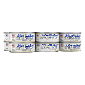 Blue Harbor tuna stored neatly in a kitchen pantry