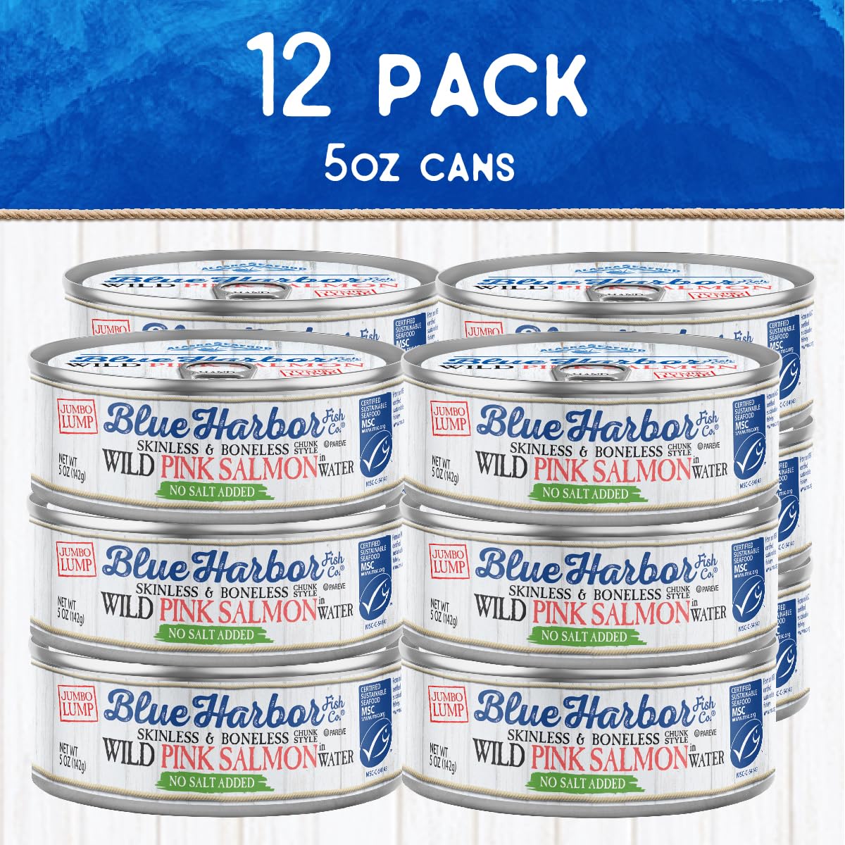 Blue Harbor skinless boneless pink salmon fillet close-up, versatile for salads.