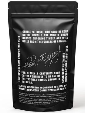 Blue Horse Kona coffee beans close-up, highlighting quality and aroma potential.