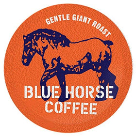 Blue Horse Kona Gentle Giant cup emitting inviting aroma.