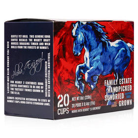 Blue Horse Kona beans are shade-grown and handpicked for balance.