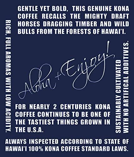 Blue Horse packaging highlights a US-grown Kona experience.