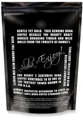 Blue Horse Kona USA-made label; supports local production.