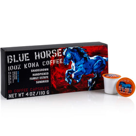 Blue Horse Kona 100% Kona USA-made standards label