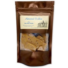 Blue House Candies almond toffee 6oz packaging in a secure gift-ready box
