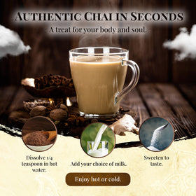 Blue Lotus Chai concentrate dissolves fully in hot water and milk.