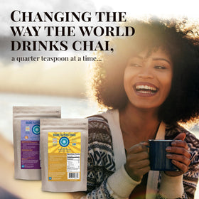 Blue Lotus Chai organic spice jar emphasizes clean ingredients.