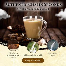Blue Lotus Chai hot-steaming cup ready in seconds.