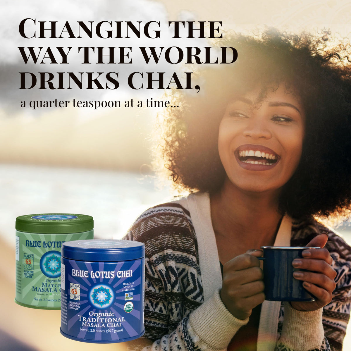 Blue Lotus Chai prepared with hot water and milk for a fast chai