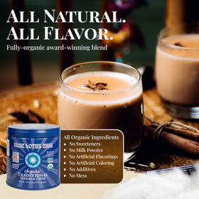 Blue Lotus Chai instant prep with teaspoon, savoring bold flavor in seconds