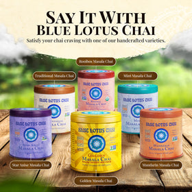 Blue Lotus Chai measuring spoon with powder for custom strength
