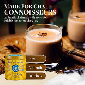 Blue Lotus Chai quick-prepare mix illustrating fast chai at home