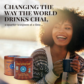 Blue Lotus Chai scoop dispensing demonstrates customizable strength.