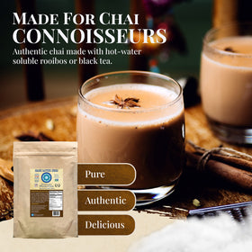 Blue Lotus Chai steaming cup with aromatic masala notes.