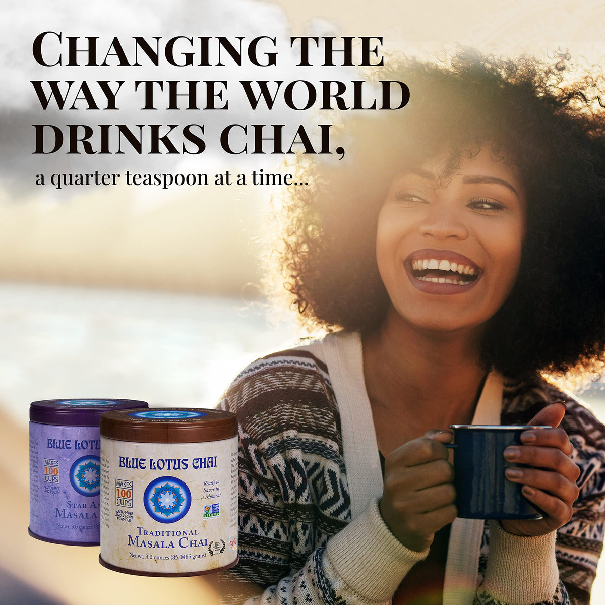 Blue Lotus Chai steaming cup ready to enjoy a cozy moment