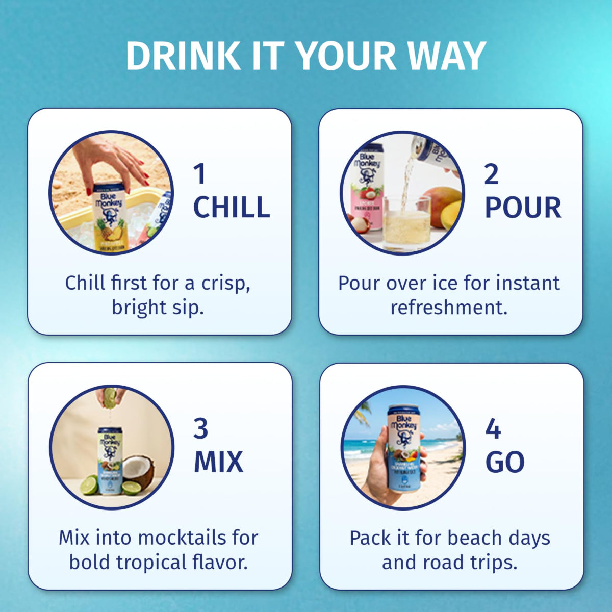 Blue Monkey Lychee fruit close-up highlighting real fruit juice and fresh tropical flavor