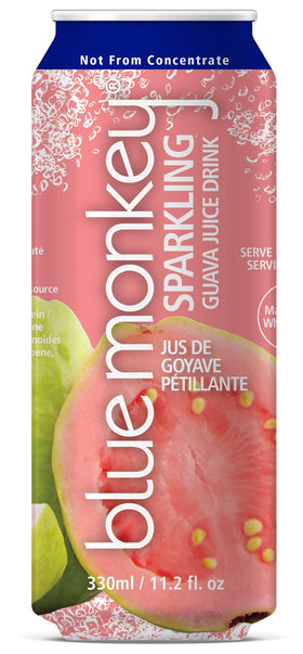 Blue Monkey Sparkling Guava Bottle showing real fruit refreshment with no added sugar