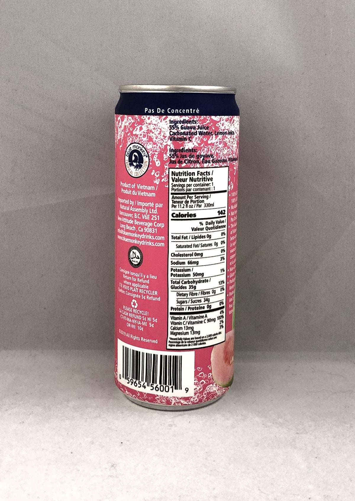 Blue Monkey Sparkling Guava Can highlights natural flavor and light, refreshing bubbles