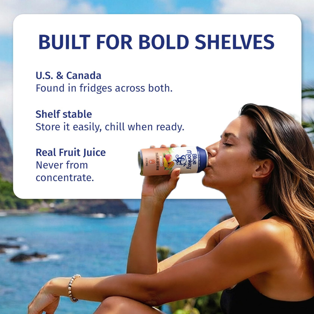 Blue Monkey Sparkling Lychee Juice lifestyle glass, ideal for on-the-go refreshment