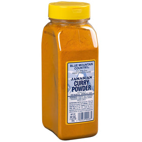 Blue Mountain Country Curry Powder label close-up highlighting authentic spice blend