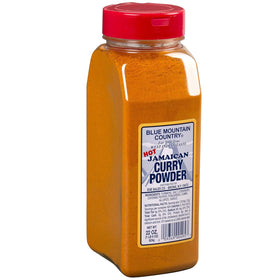Blue Mountain Country Jamaican Curry Powder label close-up highlighting authentic West Indian spice