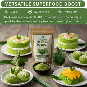 Blue Orchid Organic Pandan Powder powder-dusted desserts showcase exotic appeal