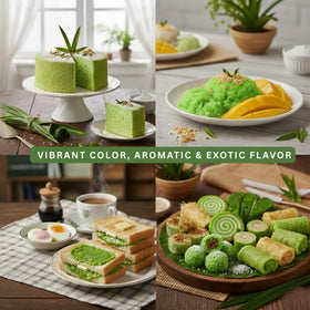 Blue Orchid Organic Pandan Powder in a dish highlights versatile flavoring for curries