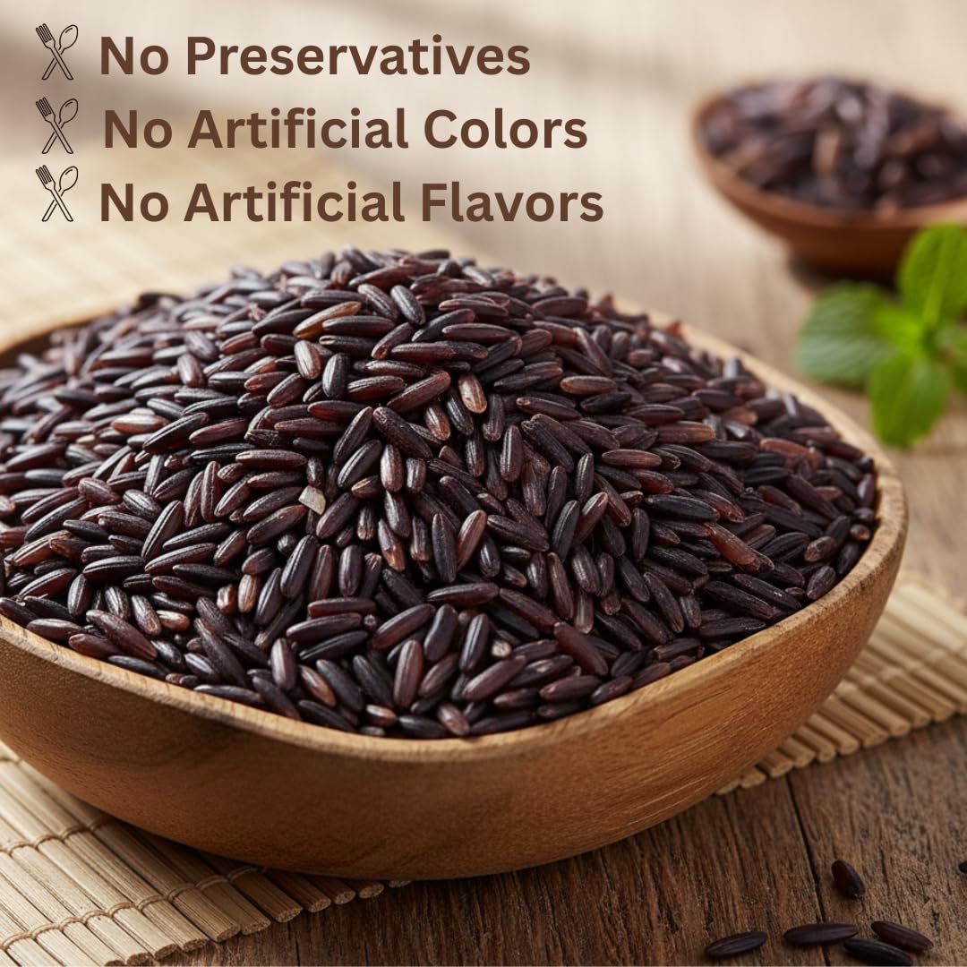 Blue Orchid Organic Riceberry Rice ingredients layout highlights authentic Thai flavor in meals.
