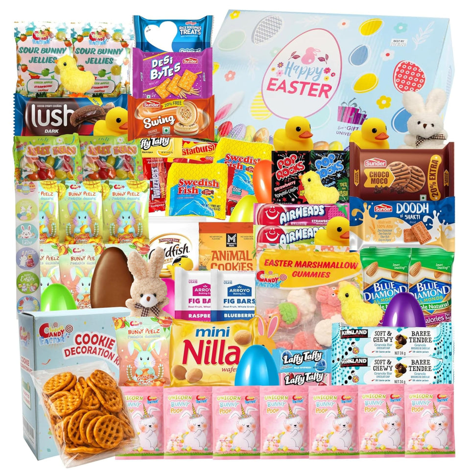 BLUE RIBBON Easter gift basket 82-count for sharing at family gatherings.