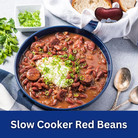Blue Runner Creole Red Beans can-open display adds pantry convenience for easy meals.