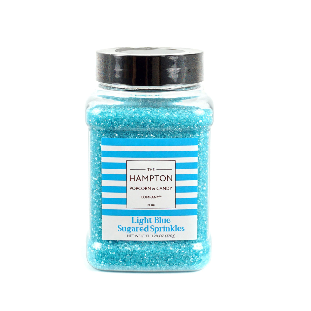 Close-up of blue sugar sprinkles showing texture and sparkle
