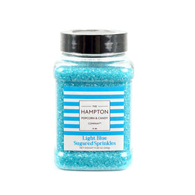 Close-up of blue sugar sprinkles showing texture and sparkle