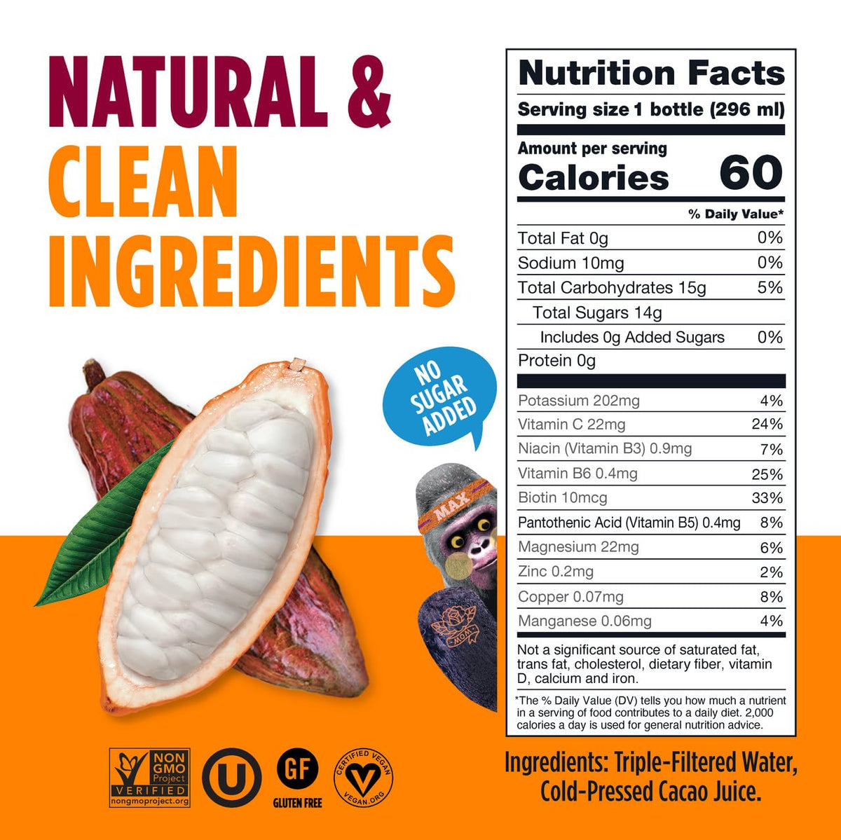 Blue Stripes Cacao Water pour reveals a lightly tangy, chocolatey sip with no sugar added