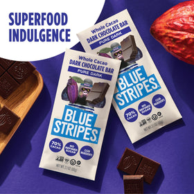 Blue Stripes vegan gluten-free bar slice signals a dairy-free snack option.