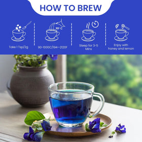BLUE TEA Butterfly Pea Tea easy brew for hot or iced beverages