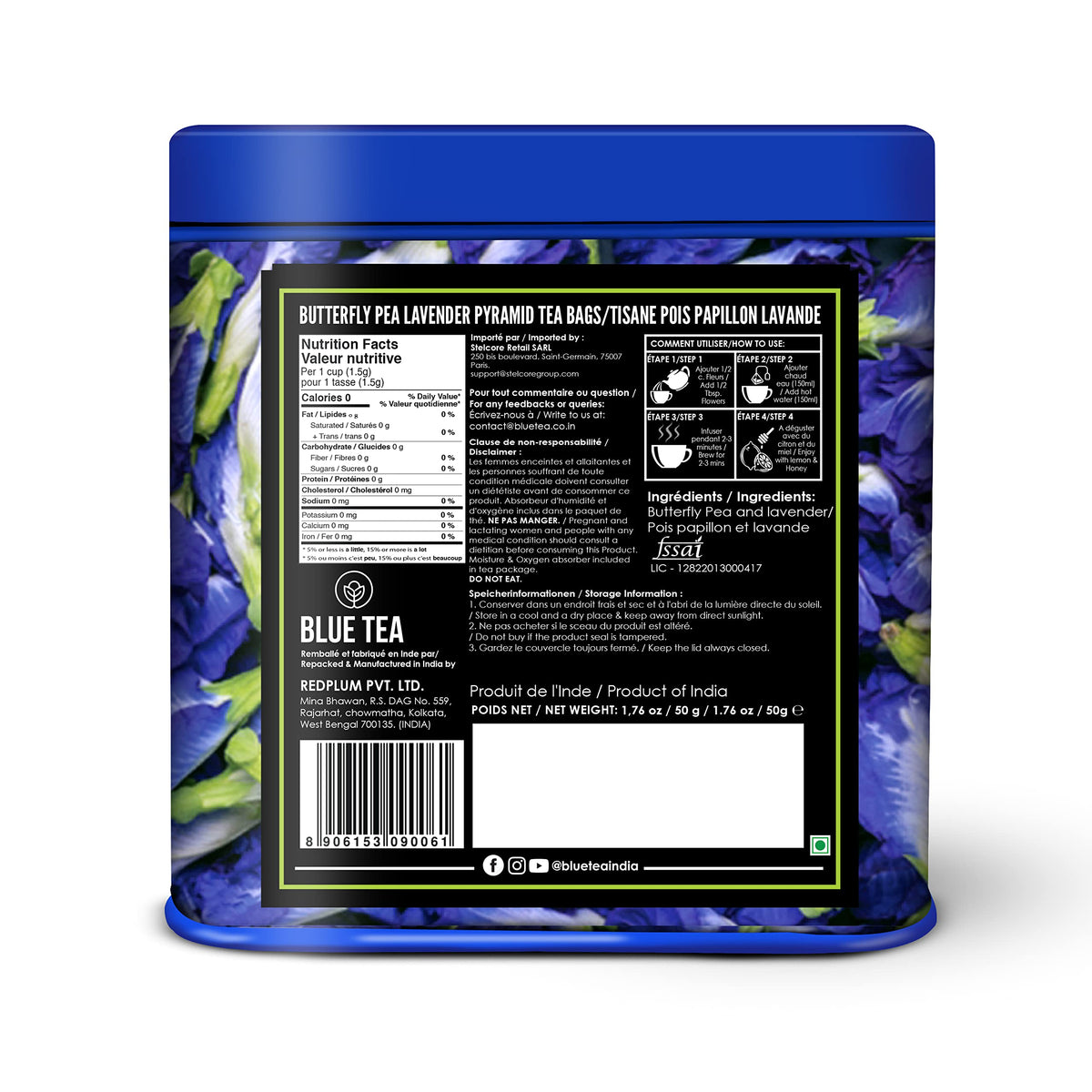 BLUE TEA caffeine-free herbal tea ideal for evening relaxation
