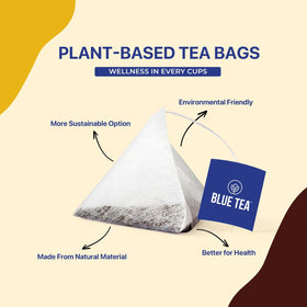 Blue Tea dried turmeric and cardamom leaves in a vibrant display