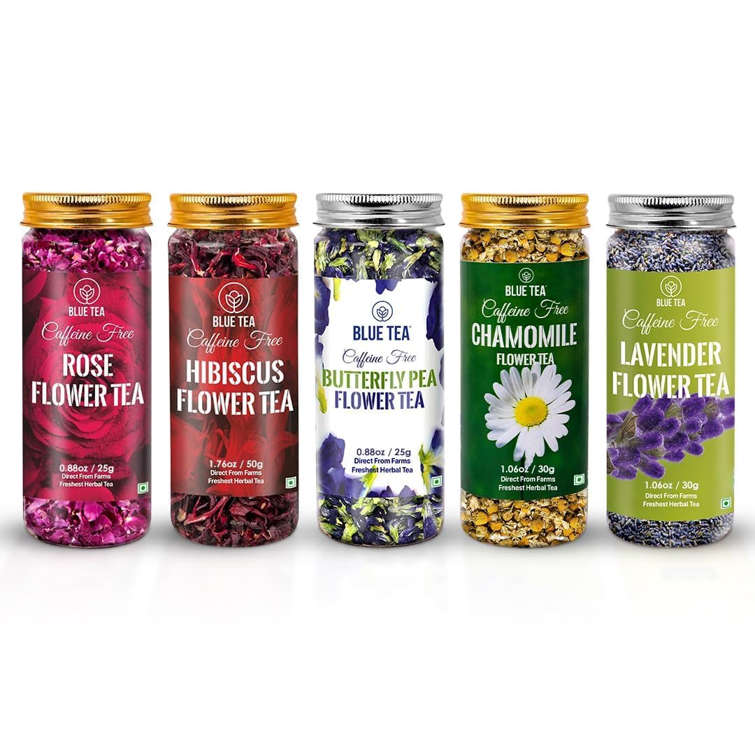 BLUE TEA Flower Tea Combo Pack shown for relaxing evenings.