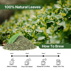 Blue Tea Spearmint tea cup during infusion—calming sip for any time.
