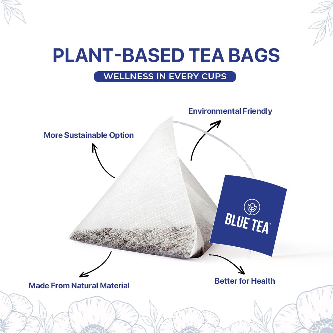 BLUE TEA tea steeping in hot water shows vivid color and soothing fragrance