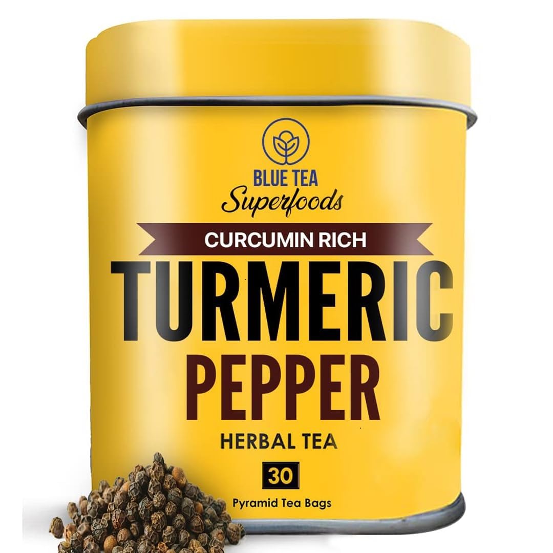Blue Tea turmeric-pepper-tea-bag: golden infusion ready to steep for a cozy, comforting sip.
