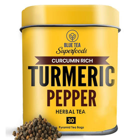 Blue Tea turmeric-pepper-tea-bag: golden infusion ready to steep for a cozy, comforting sip.
