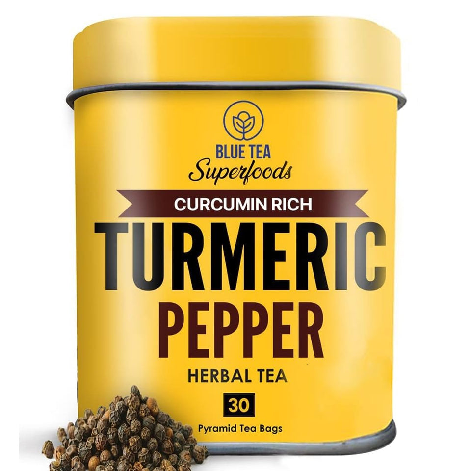 Blue Tea turmeric-pepper-tea-bag: golden infusion ready to steep for a cozy, comforting sip.