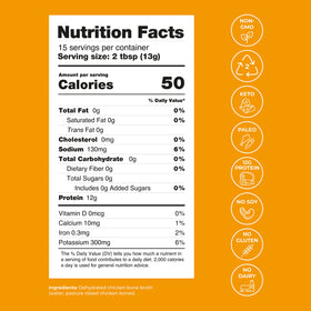 Bluebird Provisions low-sodium broth powder shown with sodium-friendly level