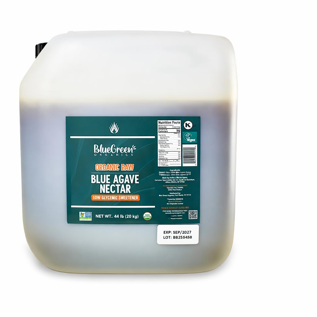 BLUEGREEN bulk container of raw blue agave nectar for high-volume kitchens and consistent sweetness.