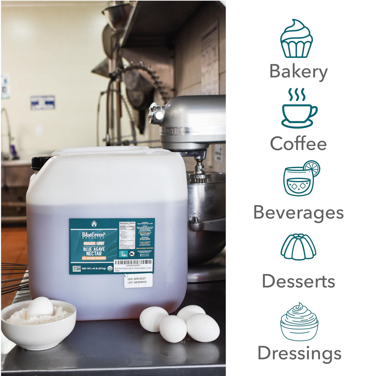 BLUEGREEN coffee pour of agave nectar for smooth beverage sweetness.